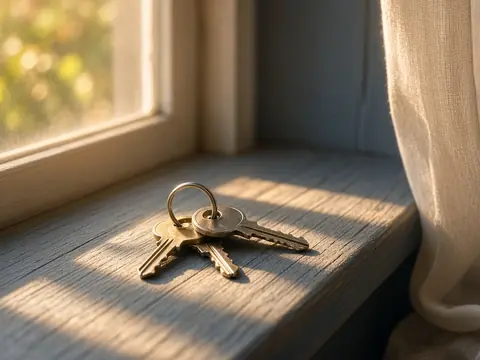 AI image of house keys on a sunlit windowsill
